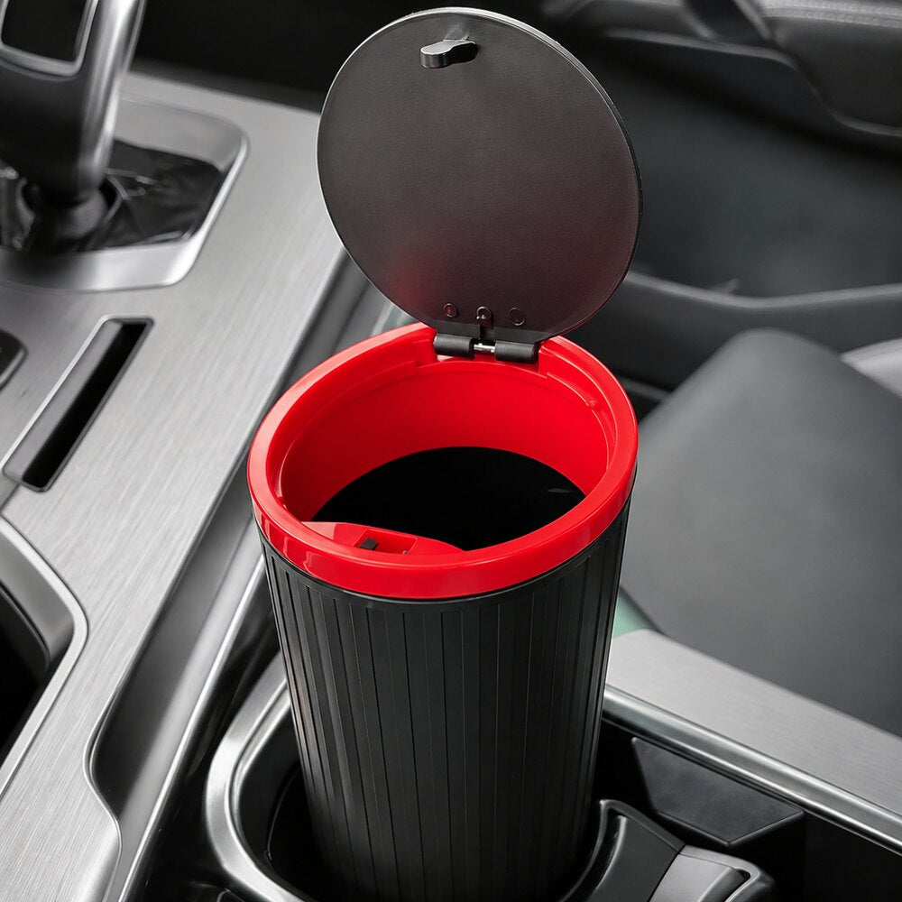 LEAP mini car cup-holder trash bin in black and red – view 3