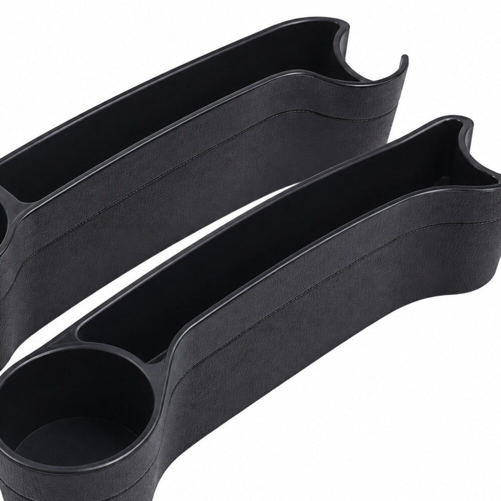 LEAP two-piece black car seat-gap organisers with cup holders – view 3