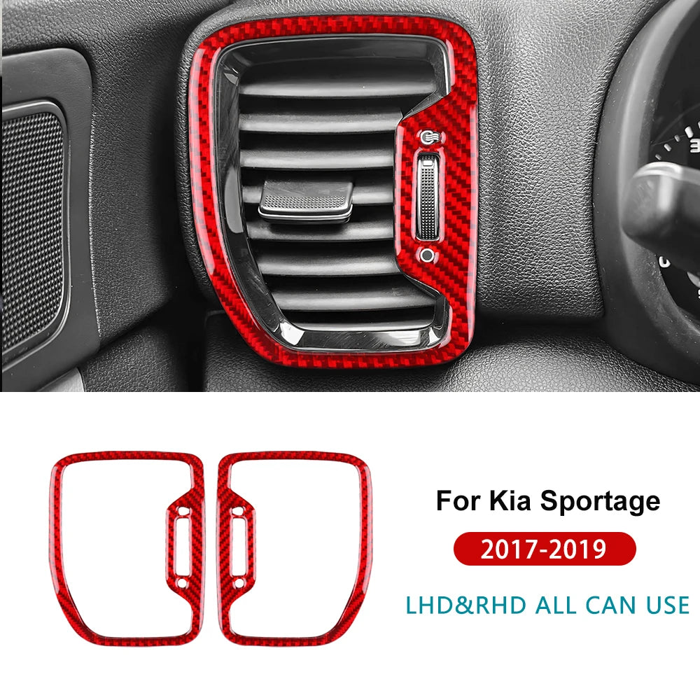 LEAP Side Air Vent Frame Trim Pair for Kia Sportage 2017–2019 – Red Carbon-Look