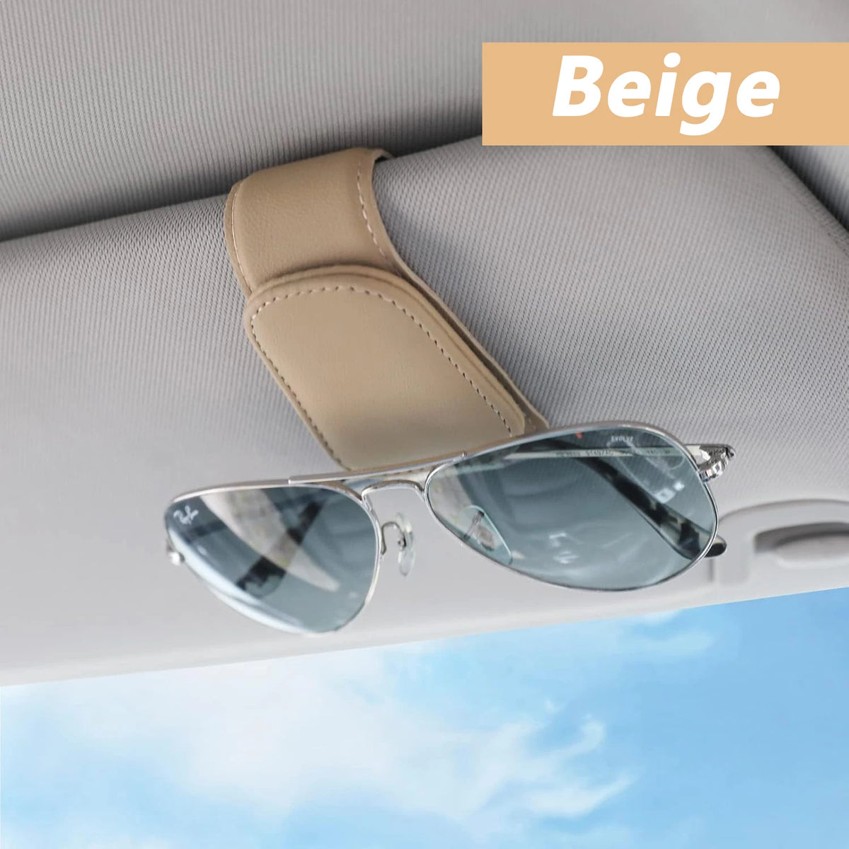 LEAP Magnetic Sun-Visor Sunglasses Holder – Beige-1 Pieces