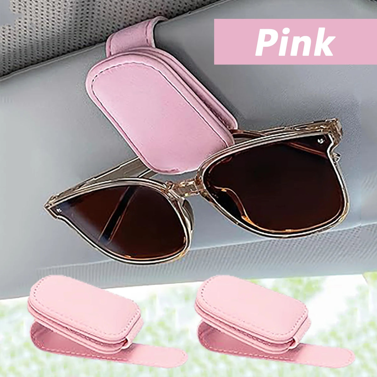 LEAP Magnetic Sun-Visor Sunglasses Holder – Pink-2 Pieces