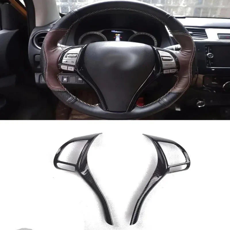 LEAP Steering Wheel Spoke Trim Covers for Nissan Navara NP300 D23 2015–2020 – Carbon Look – Type B, Two Control Openings — 2 steering-wheel spoke covers