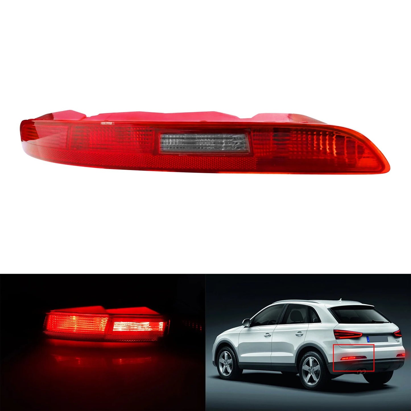 Rear Bumper Reflectors Stripe Light For Audi Q3 16-18
