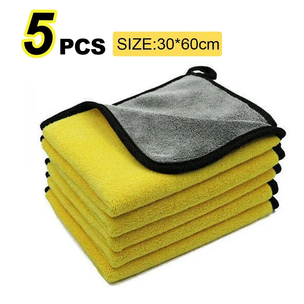 LEAP Yellow / Grey Microfibre Cleaning Towel – 30 × 60 cm / 5 Pack