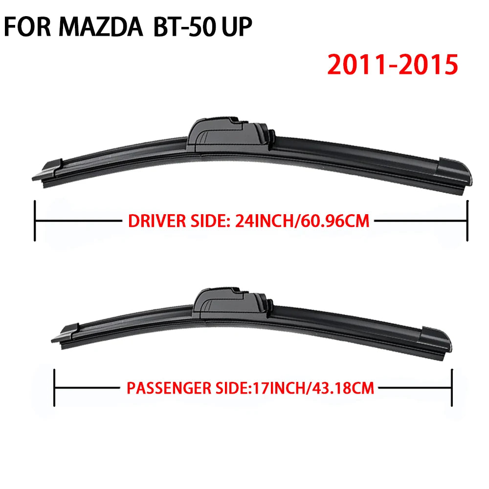 LEAP Front Wiper Blade Pair for Mazda BT-50 2011-2015 UP – J-Hook 24-inch + 17-inch