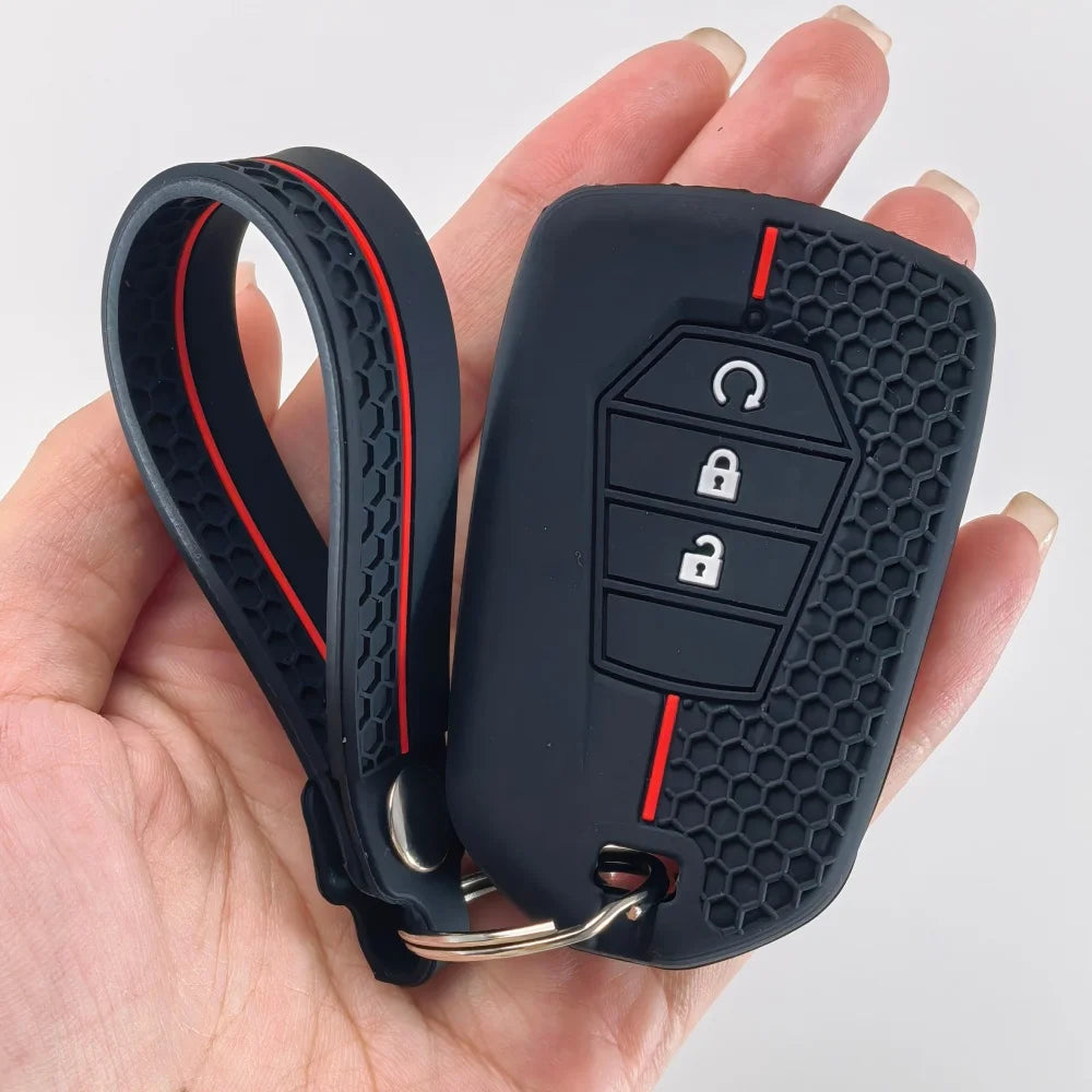 Red three-button silicone key cover for Isuzu D-MAX and MU-X – view 5