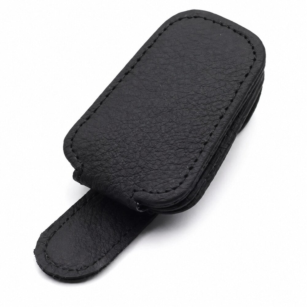 LEAP black stitched magnetic visor sunglasses holder on white