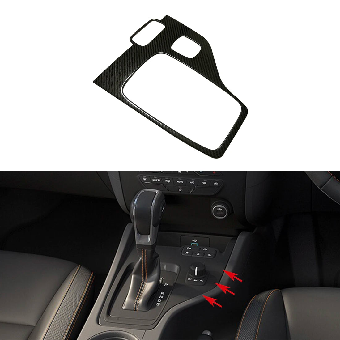 LEAP Carbon-Look Gear Selector Panel Trim for Ford Ranger 2015–2019 RHD – Right-Hand-Drive Console