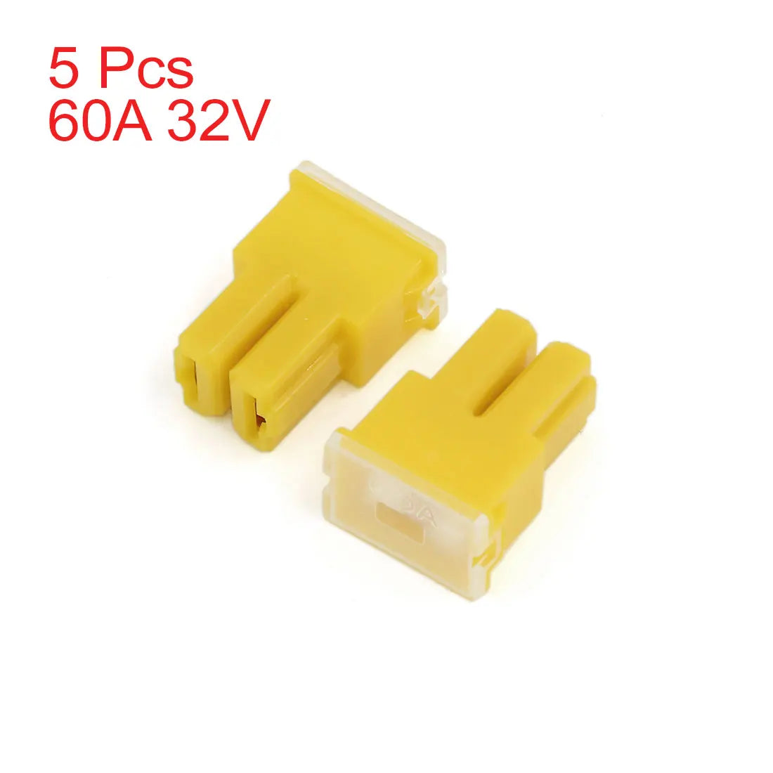X AUTOHAUX 60A 32V Female PAL Slow-Blow Automotive Fuses 5 Pack - 5 pack; 60A; 32V; female PAL; yellow