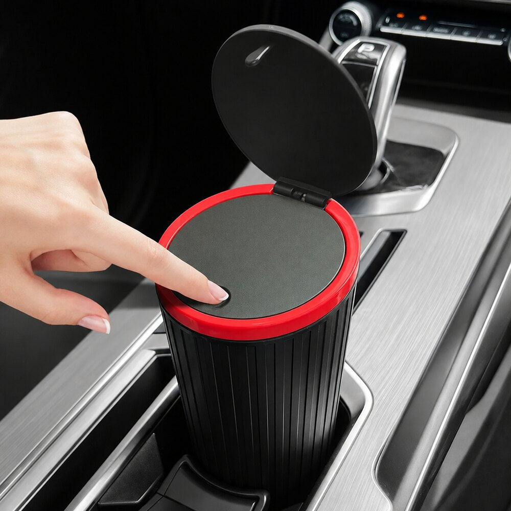 LEAP mini car cup-holder trash bin in black and red – view 2