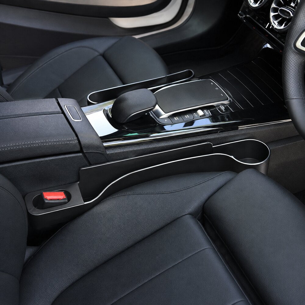 LEAP two-piece black car seat-gap organisers with cup holders – view 2
