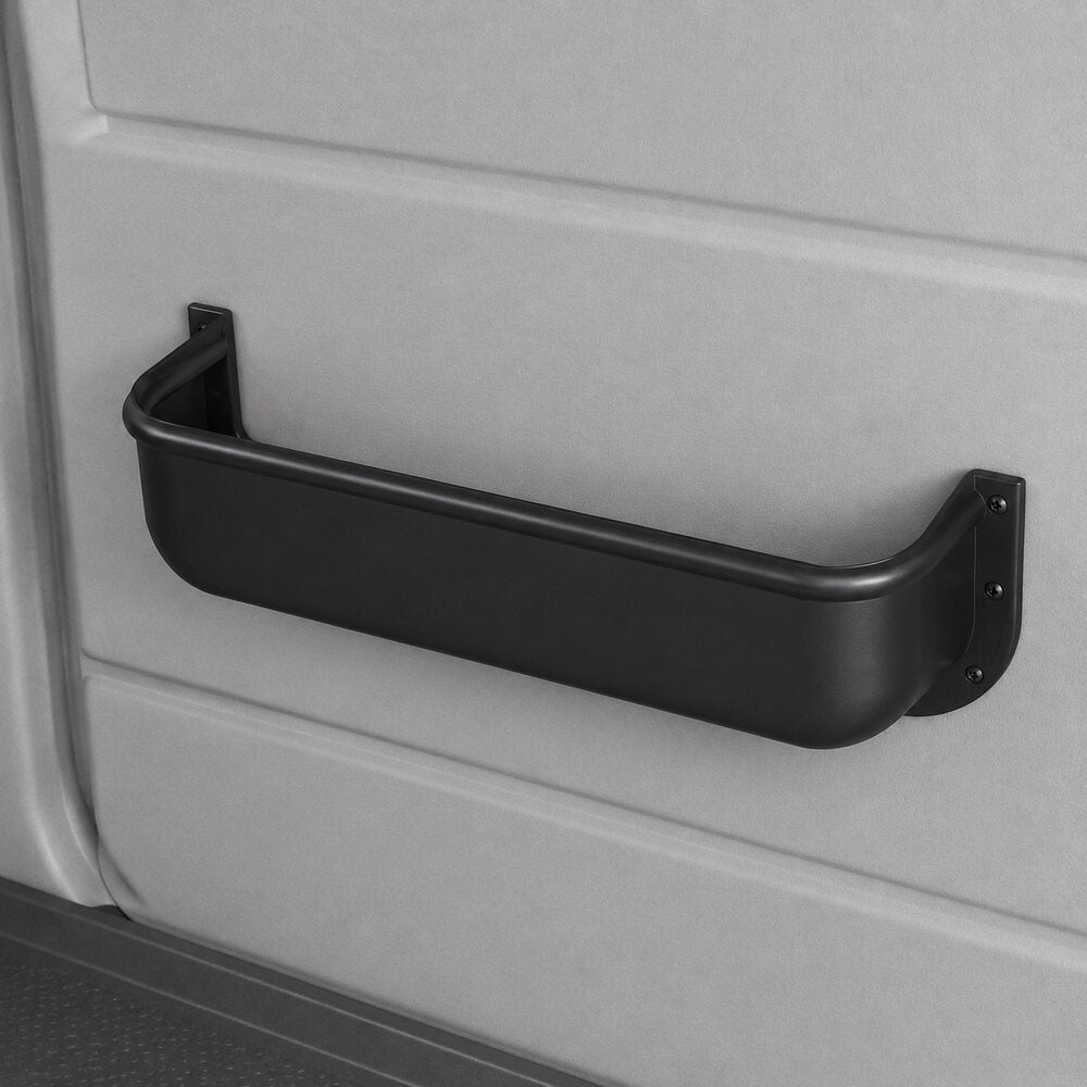 LEAP black interior storage pocket installed on a van wall panel