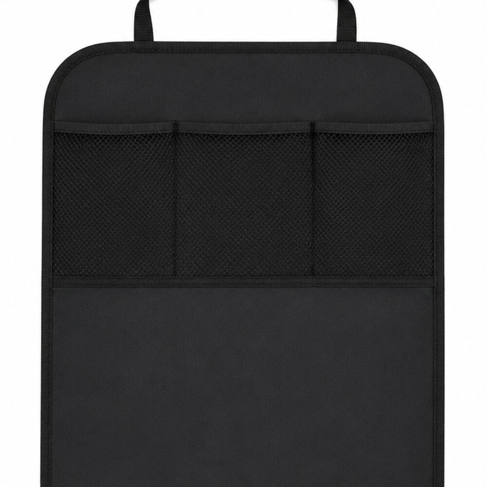LEAP black seat-back protector – three-pocket detail