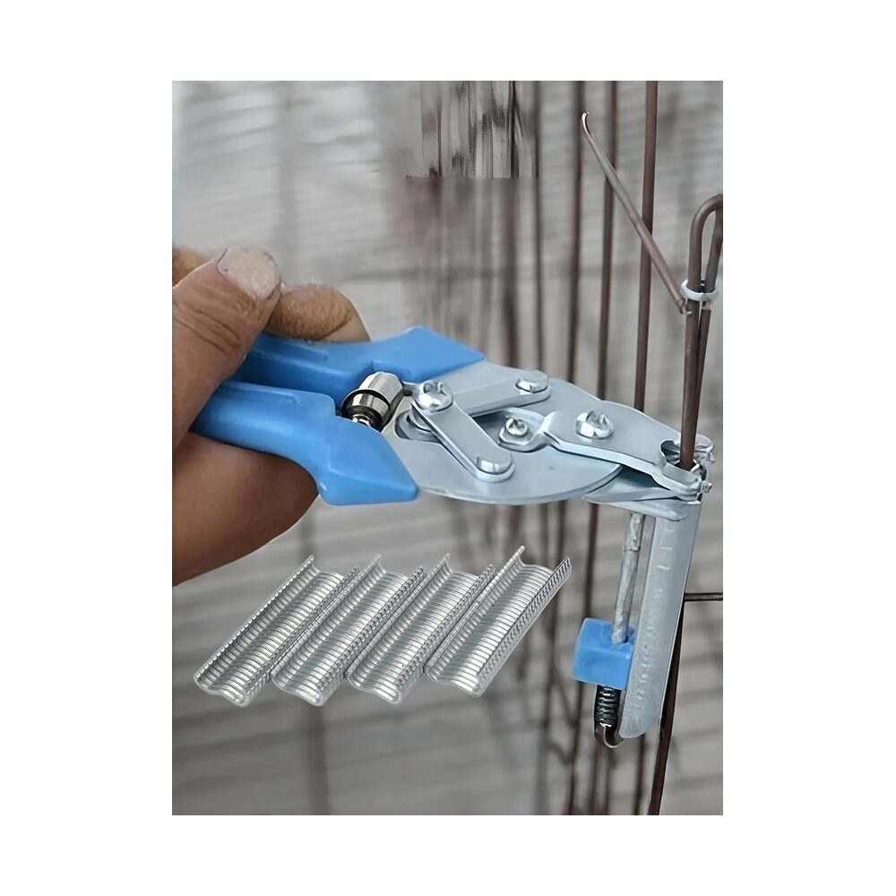 LEAP Hog Ring Pliers Kit with 600pcs Type M Clips, for Repair Fencing Animal Cages Kit Clamp Upholstery & Wire Railing – image 1