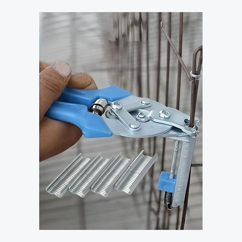 LEAP Hog Ring Pliers Kit with 600pcs Type M Clips, for Repair Fencing Animal Cages Kit Clamp Upholstery & Wire Railing – image 2