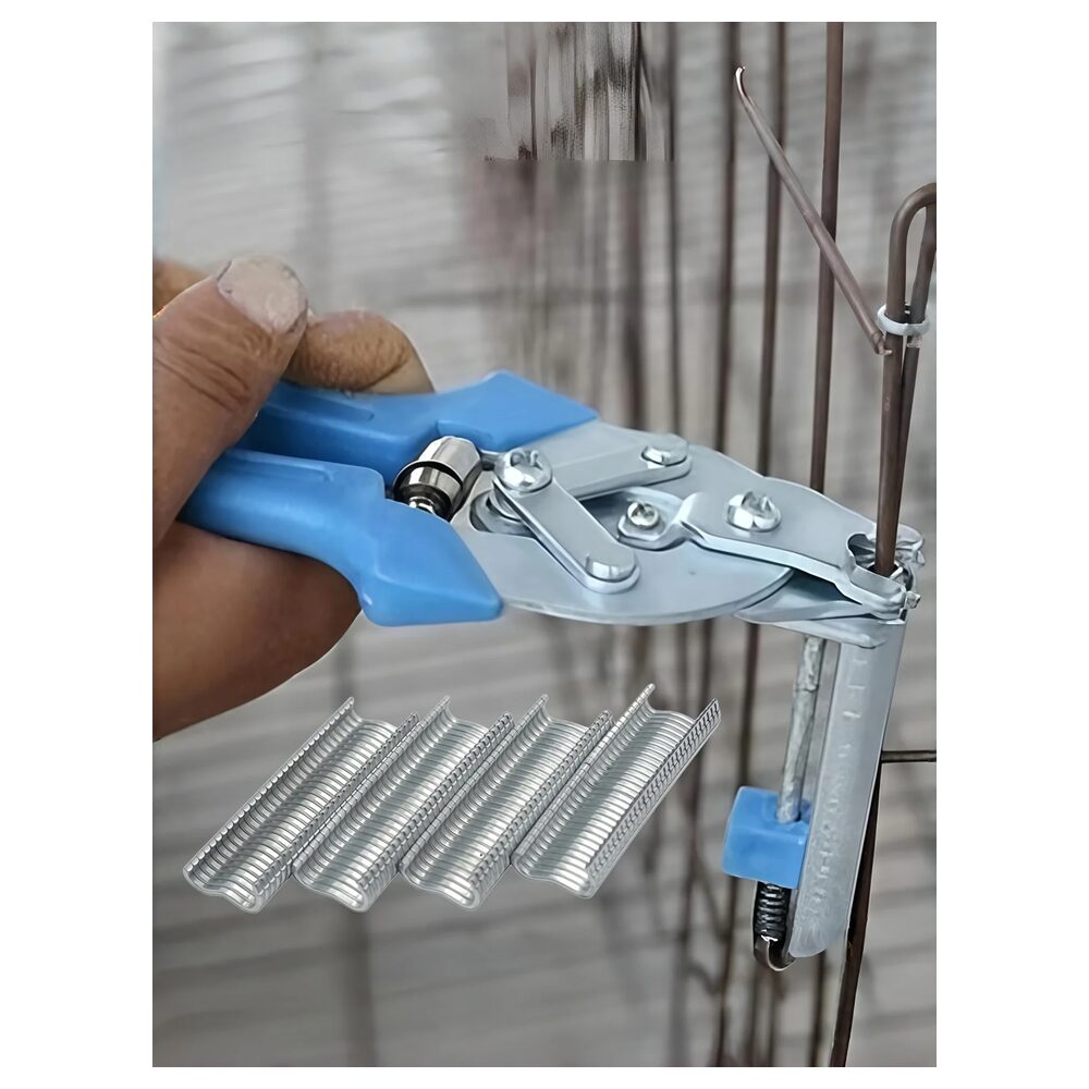 LEAP Hog Ring Pliers Kit with 600pcs Type M Clips, for Repair Fencing Animal Cages Kit Clamp Upholstery & Wire Railing – image 3