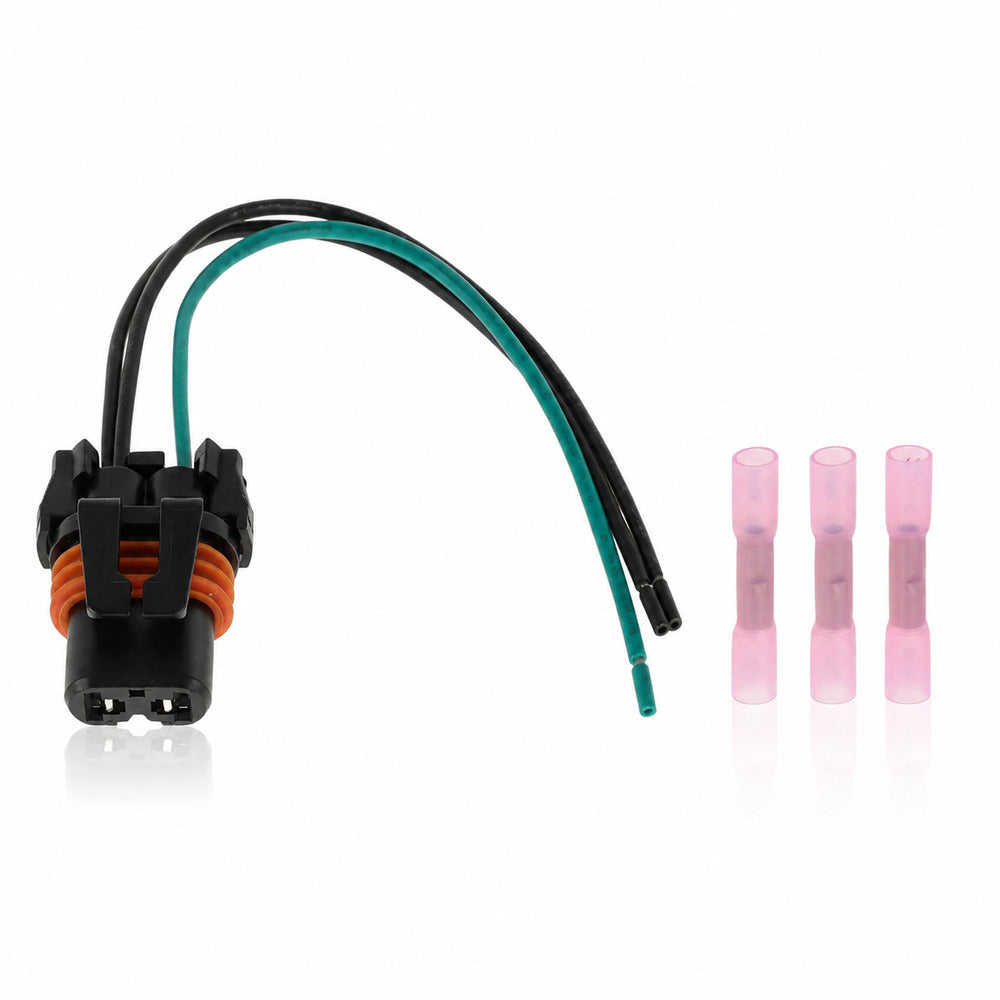 X AUTOHAUX 9012 Halogen Bulb Connector Pigtail for Fiat 500 - One 9012 bulb connector pigtail with green/black wiring and 3 crimp connectors; Fiat 500 2012–2017