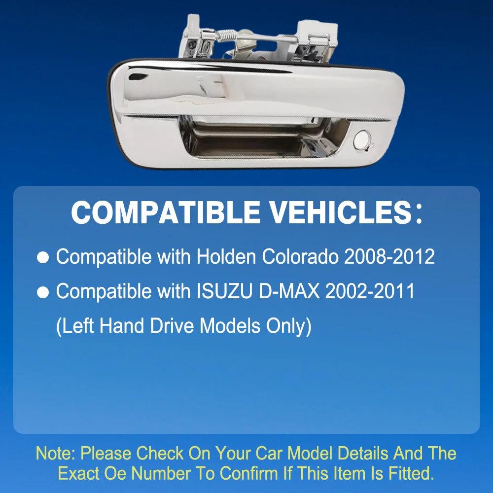 Isuzu D-Max Holden Colorado chrome tailgate handle with keyhole - view 1