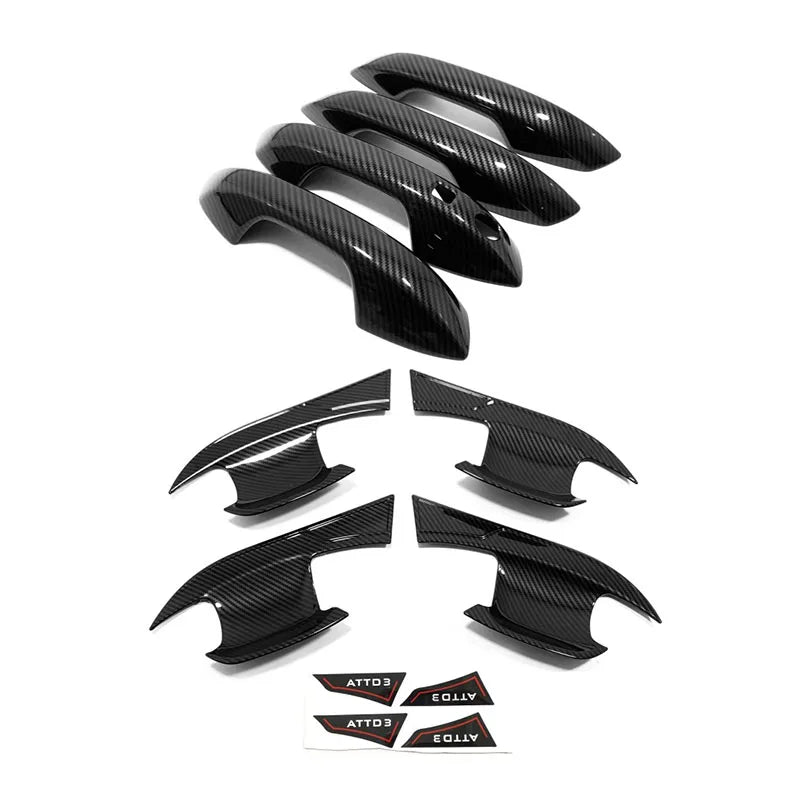 LEAP Carbon-Look Door Handle Trim for BYD ATTO 3 2022–2024 RHD – Handles and Bowls / 12 Pieces