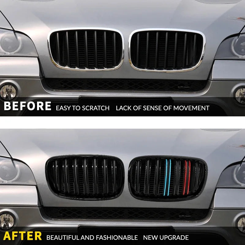 LEAP Double-Line Black Kidney Grille Pair for BMW X5 E70 X6 E71 2008-2013 - image 3