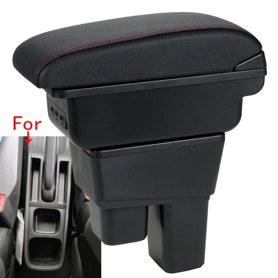 LEAP Black and White Armrest Console with 3 USB Ports for Honda Jazz 2008-2013 - image 2