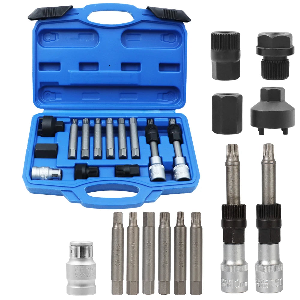 LEAP Universal Alternator Freewheel Pulley Removal 13 Pcs/Set Engine Auto Tool Set Car Belt Removal Wrench Tool – image 2