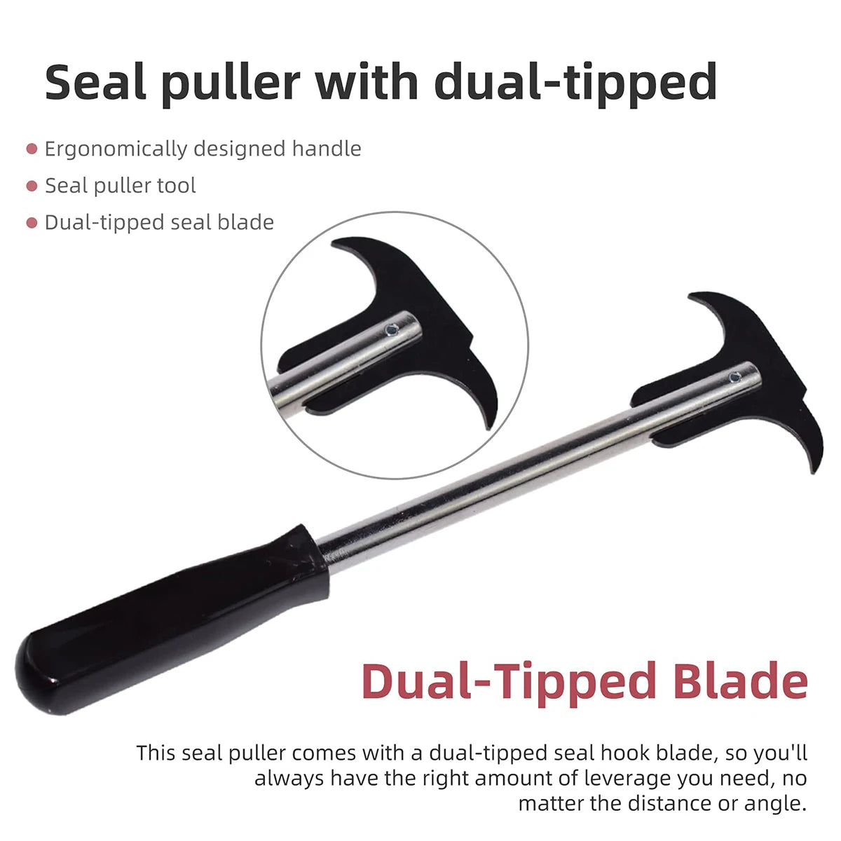 Dual-Hook Automotive Oil Seal Puller – Black - view 4