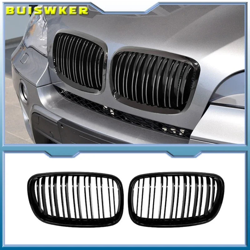 LEAP Double-Line Black Kidney Grille Pair for BMW X5 E70 X6 E71 2008-2013 - image 2