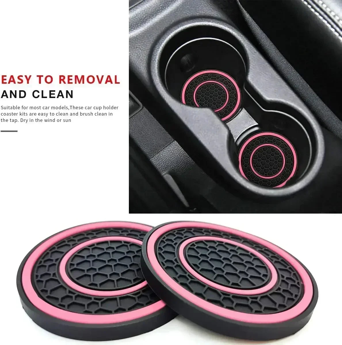 LEAP Silicone Cup-Holder Coaster Pair – Pink