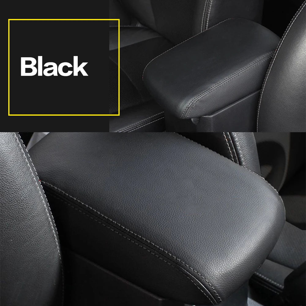 LEAP Padded Centre Armrest Cover for Subaru Forester 2013-2018 – Black with Black Stitching – Photographs illustrate the selected stitching colour and material. Order the exact year configuration stated above; cover dimensions can differ between generations.