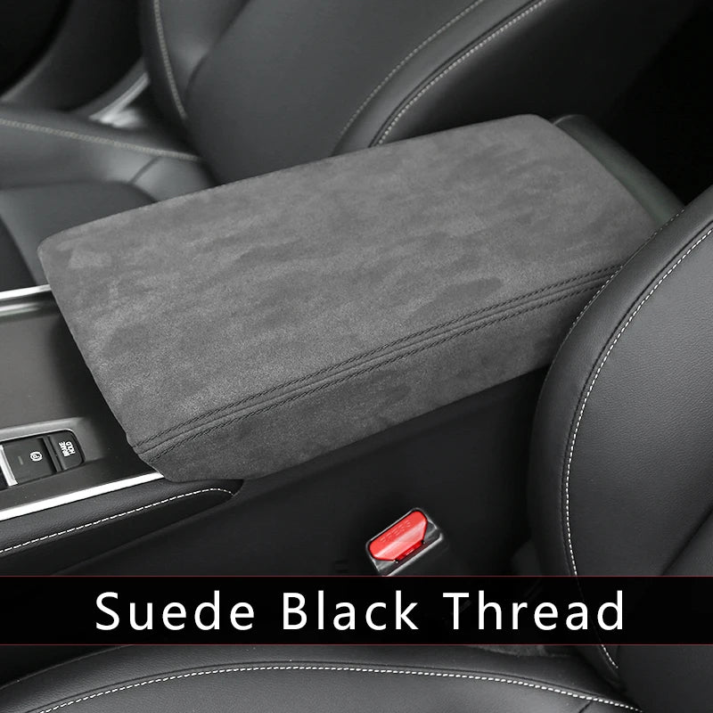 LEAP Centre Armrest Cover for Mazda CX-5 2019–2023 – Suede-Style / Black Stitching