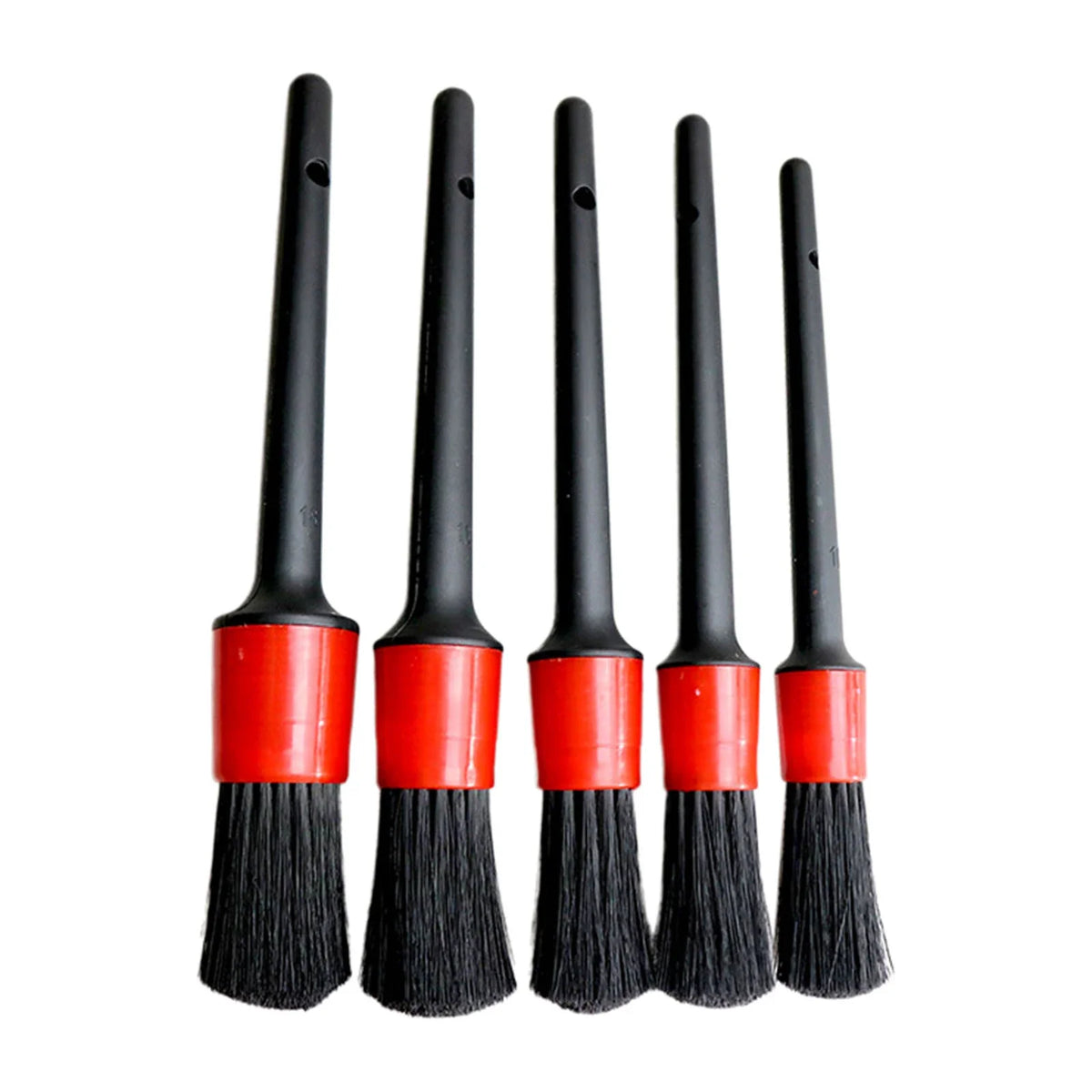 Five-piece car interior and wheel detailing brush kit