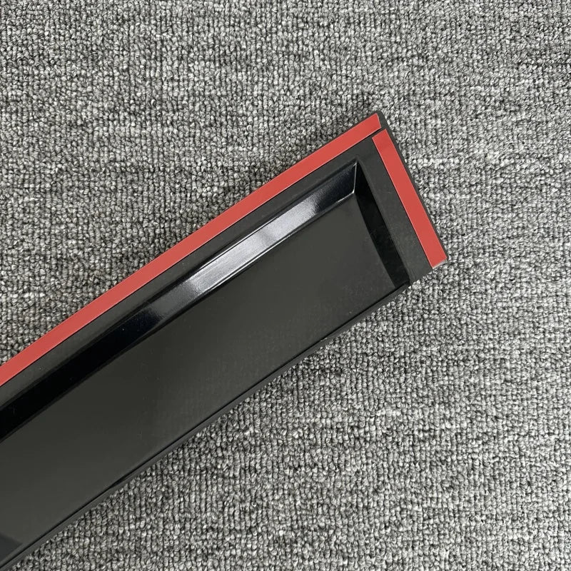 LEAP 4-Piece Window Visor Set for Honda CR-V 2017-2021 – Vehicle photographs identify the selected fitment. Close-up photographs illustrate the visor profile and adhesive backing; they do not show the complete four-piece set.