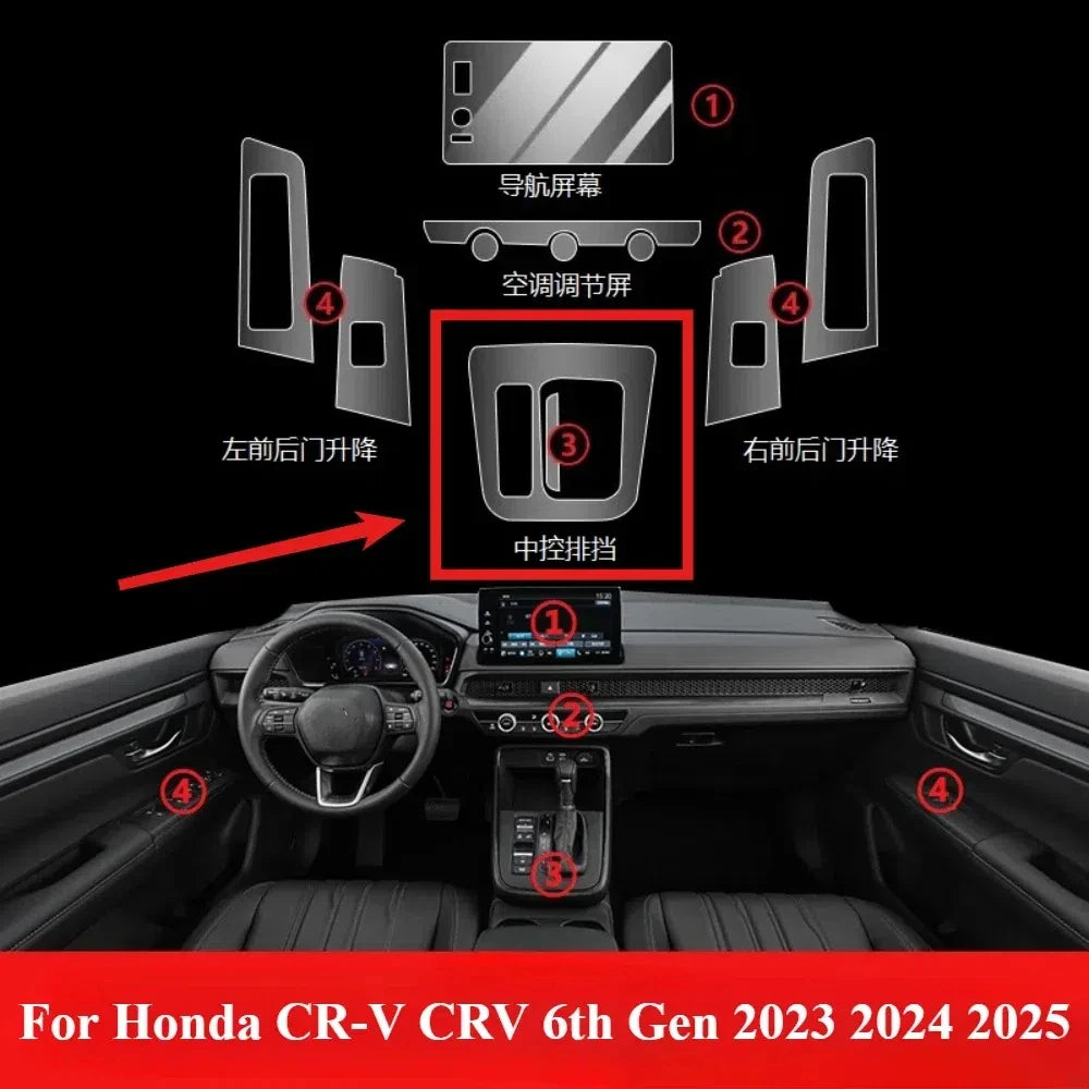 LEAP Clear Console Protection Film for Honda CR-V 2023–2025 RHD – Non-Hybrid / Interior Film Kit