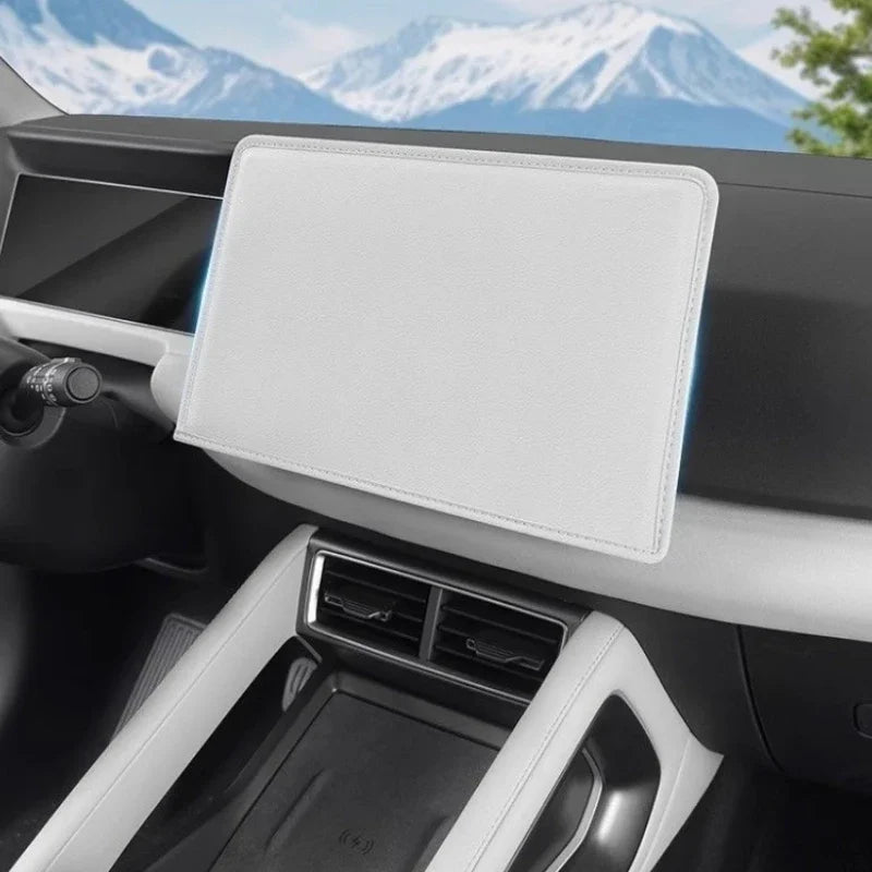 LEAP white 15.6-inch navigation screen dust cover installed on compatible BYD Shark 6 display