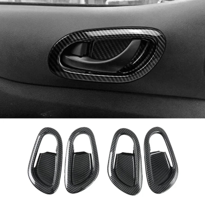 LEAP Inner Door Handle Bowl Covers for Nissan Navara NP300 D23 2015–2020 – Carbon Look — 4 inner door-handle bowl covers