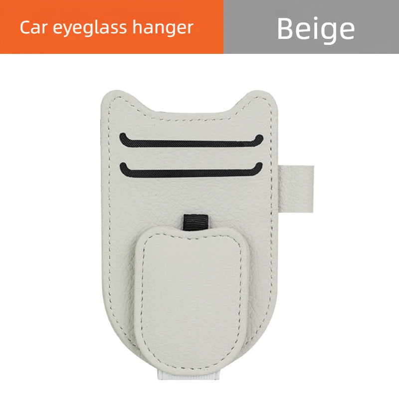 LEAP Magnetic PU Sun Visor Sunglasses & Ticket Holder – Beige