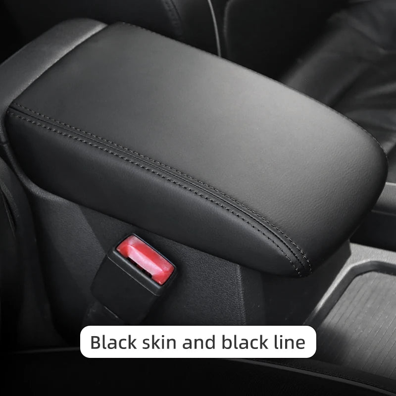 LEAP Centre Armrest Cover for Volkswagen Tiguan MK2 2017–2023 – Black / Black Stitching