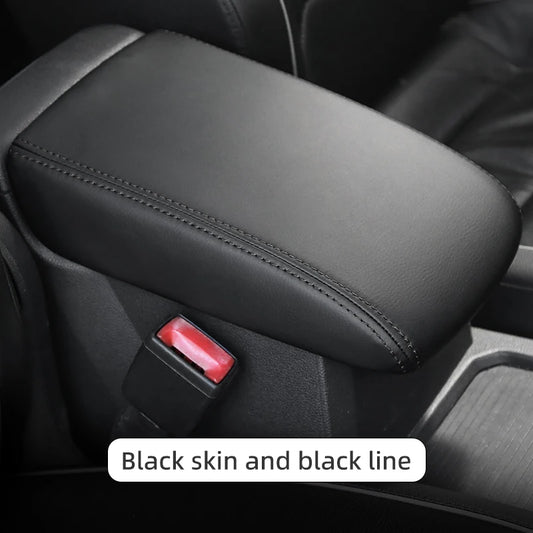LEAP Centre Armrest Cover for Volkswagen Tiguan MK2 2017–2023 – Black / Black Stitching