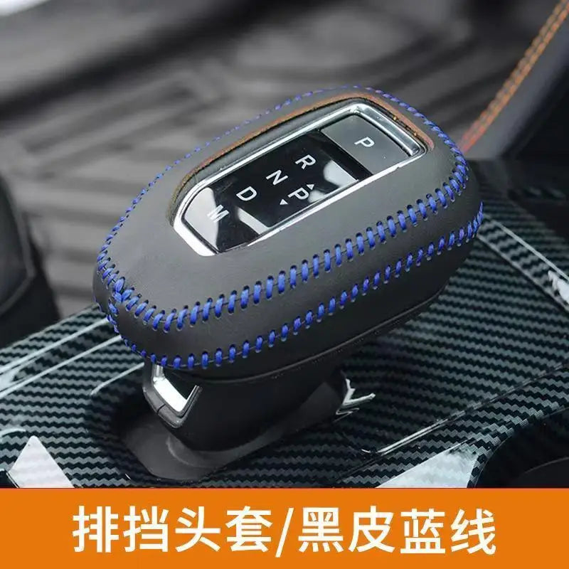 LEAP Leather Gear Shift Cover for Ford Ranger T9 2022–2025 – Black with Blue Stitching
