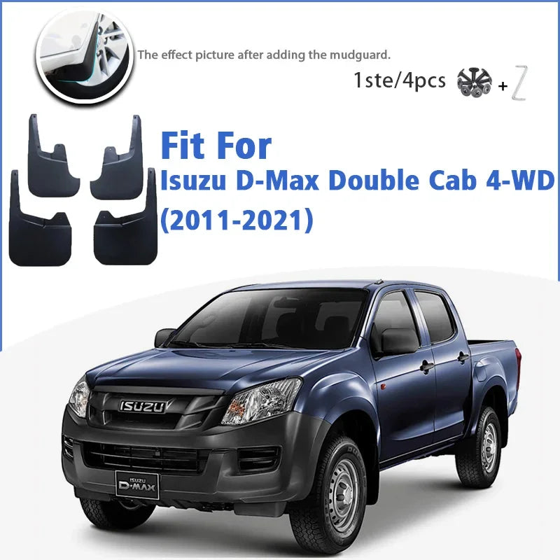 LEAP Four-Piece Mud Flap Set for Isuzu D-MAX – Double Cab / 4WD / Pictured Body Shape