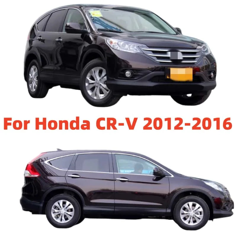 LEAP 4-Piece Window Visor Set for Honda CR-V 2012-2016 – Vehicle photographs identify the selected fitment. Close-up photographs illustrate the visor profile and adhesive backing; they do not show the complete four-piece set.