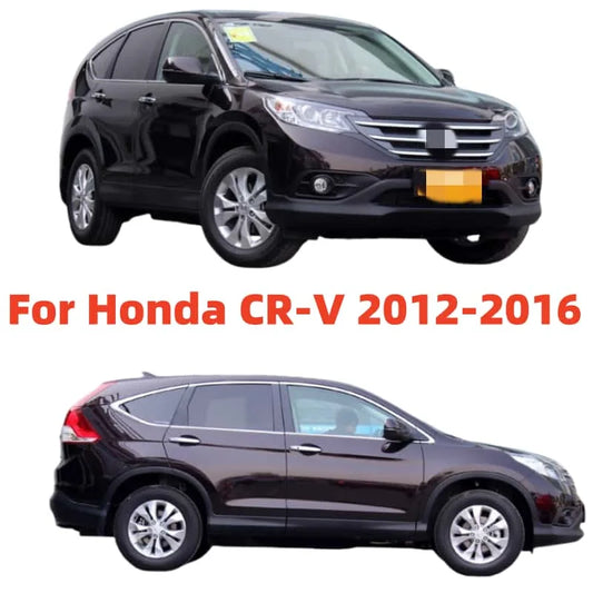 LEAP 4-Piece Window Visor Set for Honda CR-V 2012-2016 – Vehicle photographs identify the selected fitment. Close-up photographs illustrate the visor profile and adhesive backing; they do not show the complete four-piece set.