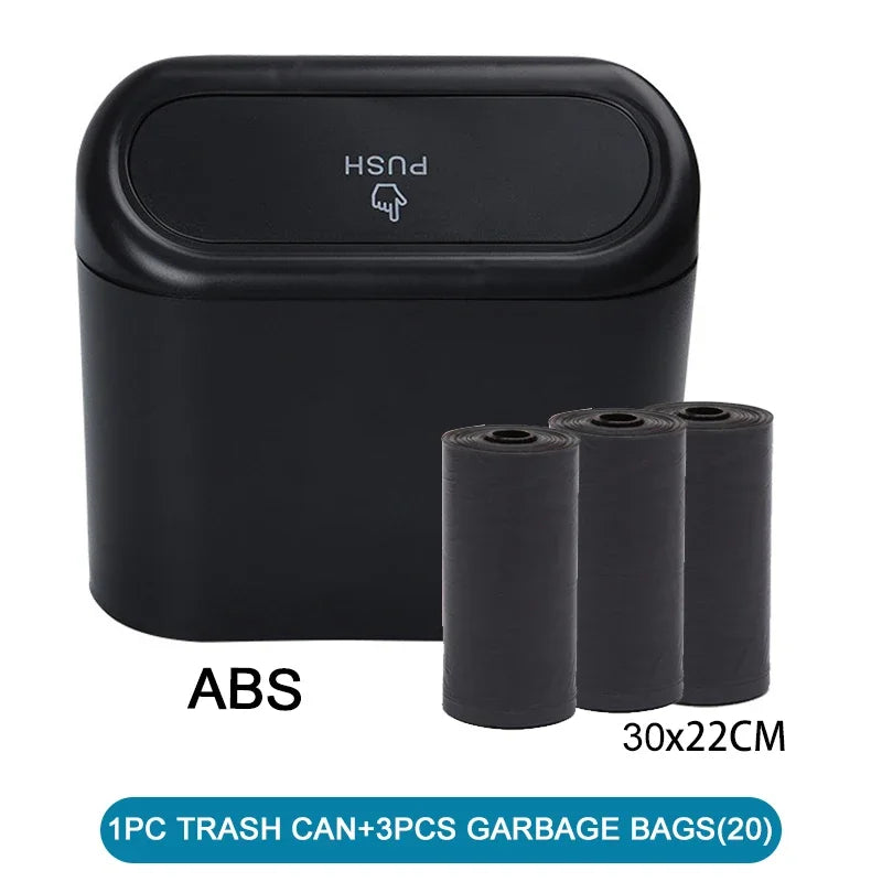 LEAP Mini Vehicle Rubbish Bin and Bag Rolls – Black / 60 Bags