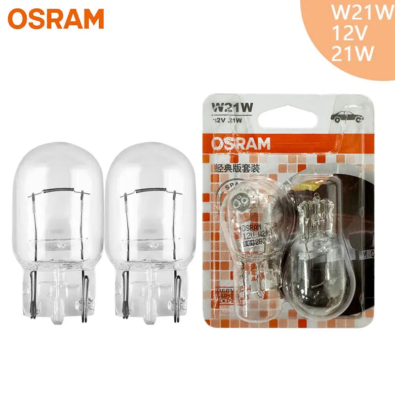 OSRAM Original 7505 W21W T20 12V 21W Halogen Bulbs Pair