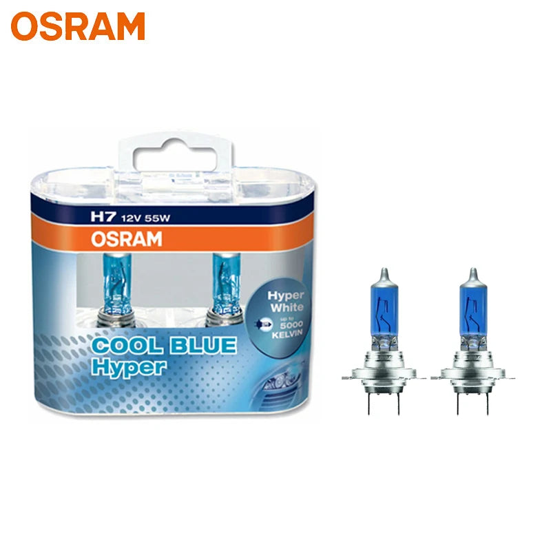 OSRAM H7 Cool Blue Hyper White Halogen Headlight Bulbs 12V 55W Pair