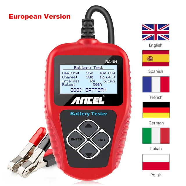 ANCEL BA101 12V Battery Tester 100–2000 CCA – European Language Version / English