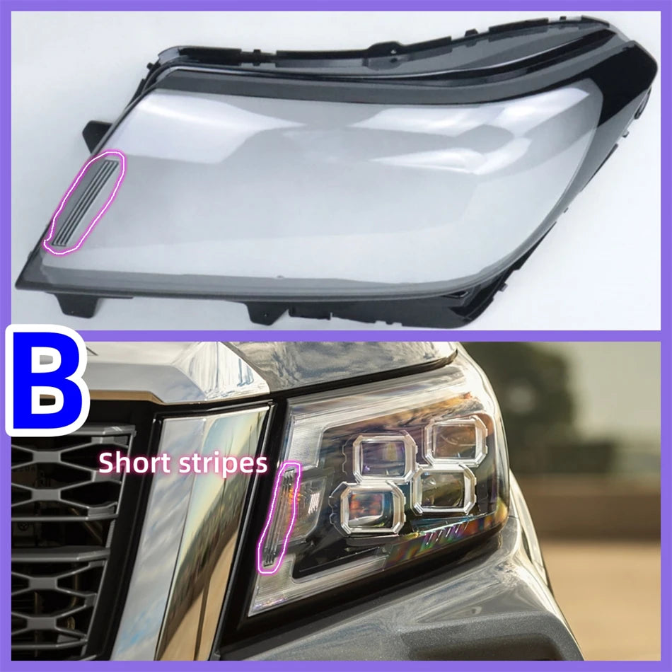 LEAP Clear Headlight Lens Cover for Nissan Navara 2015–2021 – Type B – Short Stripe / Left (LH) – 1 Unit