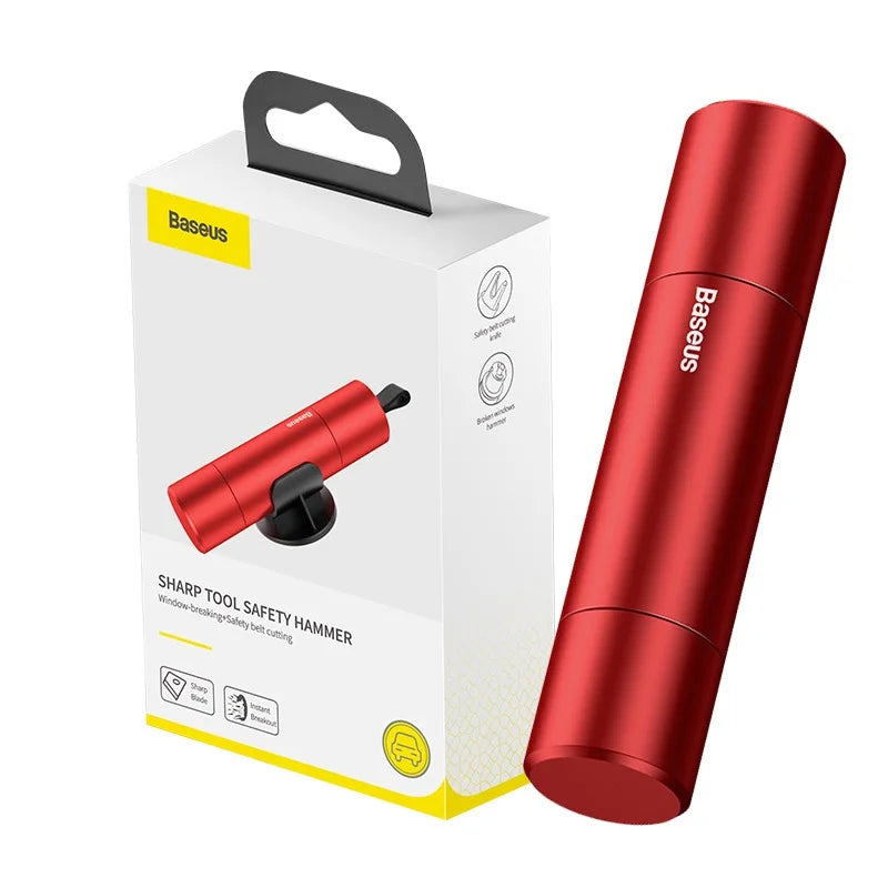 Baseus Vehicle Safety Hammer and Seat-Belt Cutter – Red