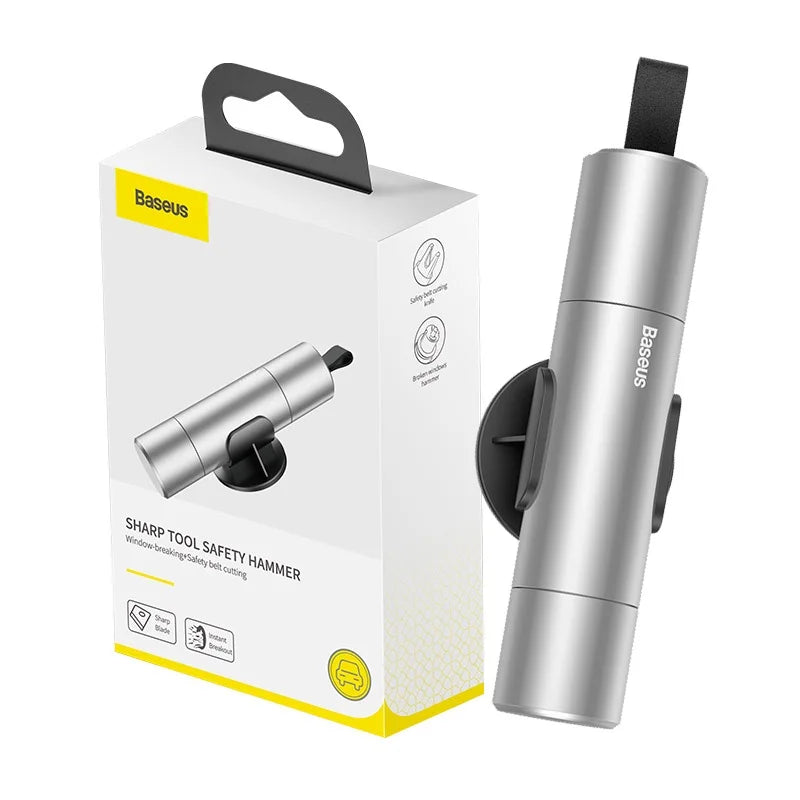 Baseus Vehicle Safety Hammer and Seat-Belt Cutter – Silver